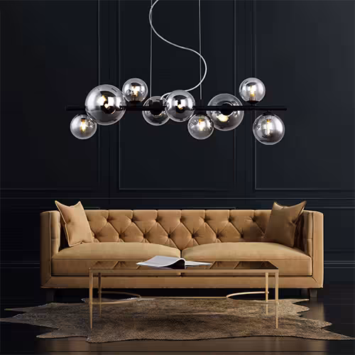 Hängeleuchte mit rauchfarbenen Gläsern